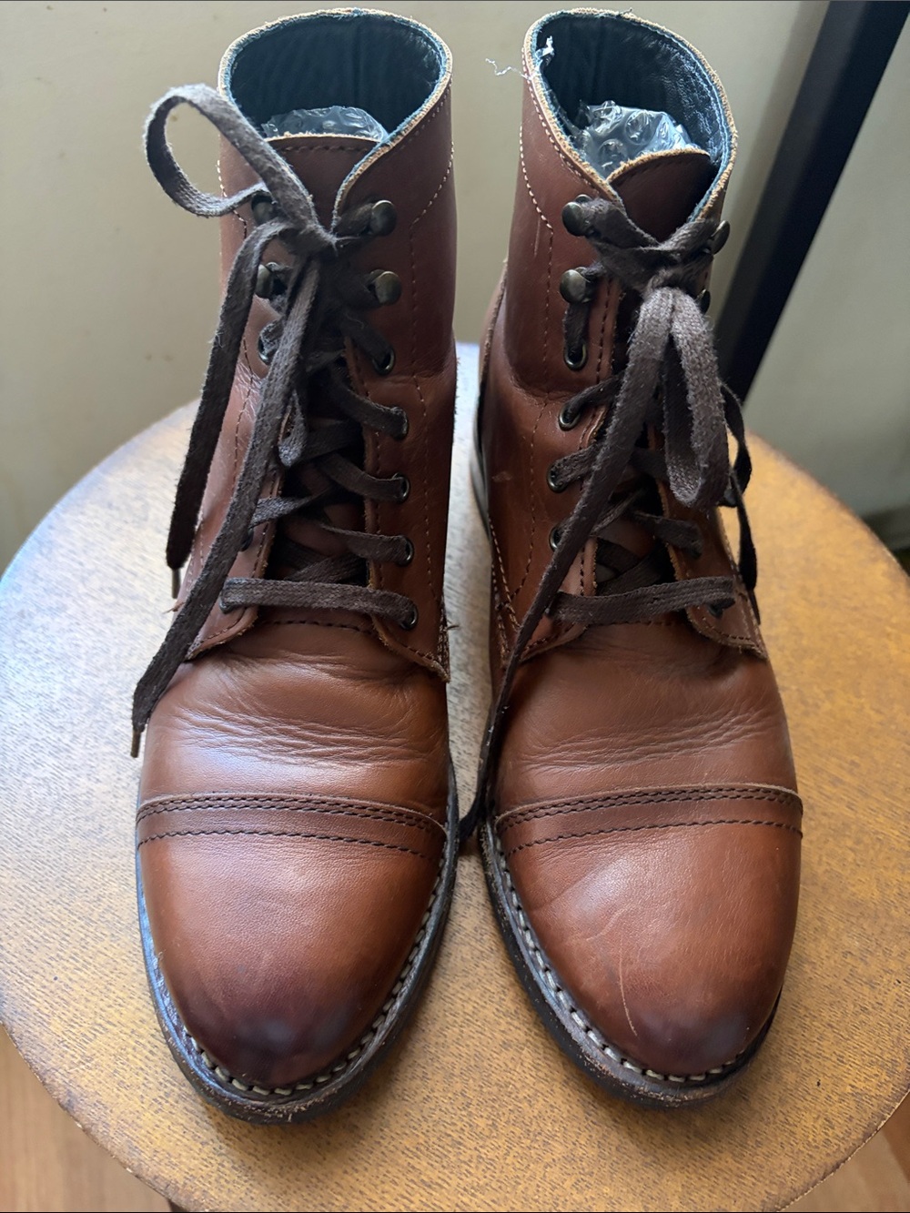 Thursday Boot Company Cognac Brown Leather Lace-Up Boots